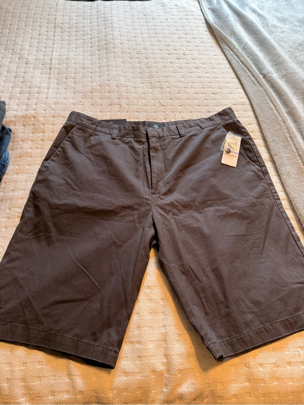 Calvin Klein Men's Brown Flat Front Chino Shorts
